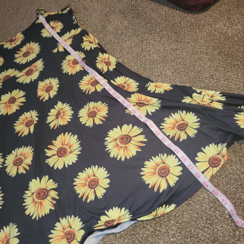 Sunflower Print Black Dress 2xl - Picture 8 of 8